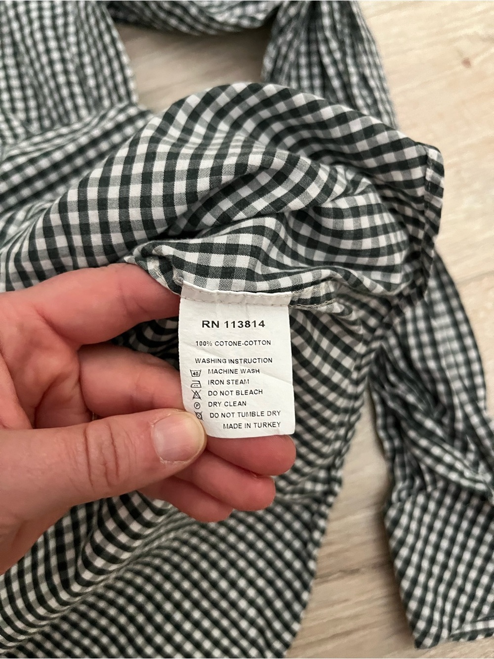 Billy Reid Men’s Green/White Gingham Button-Down Shirt Standard Cut - Medium - Picture 3 of 4